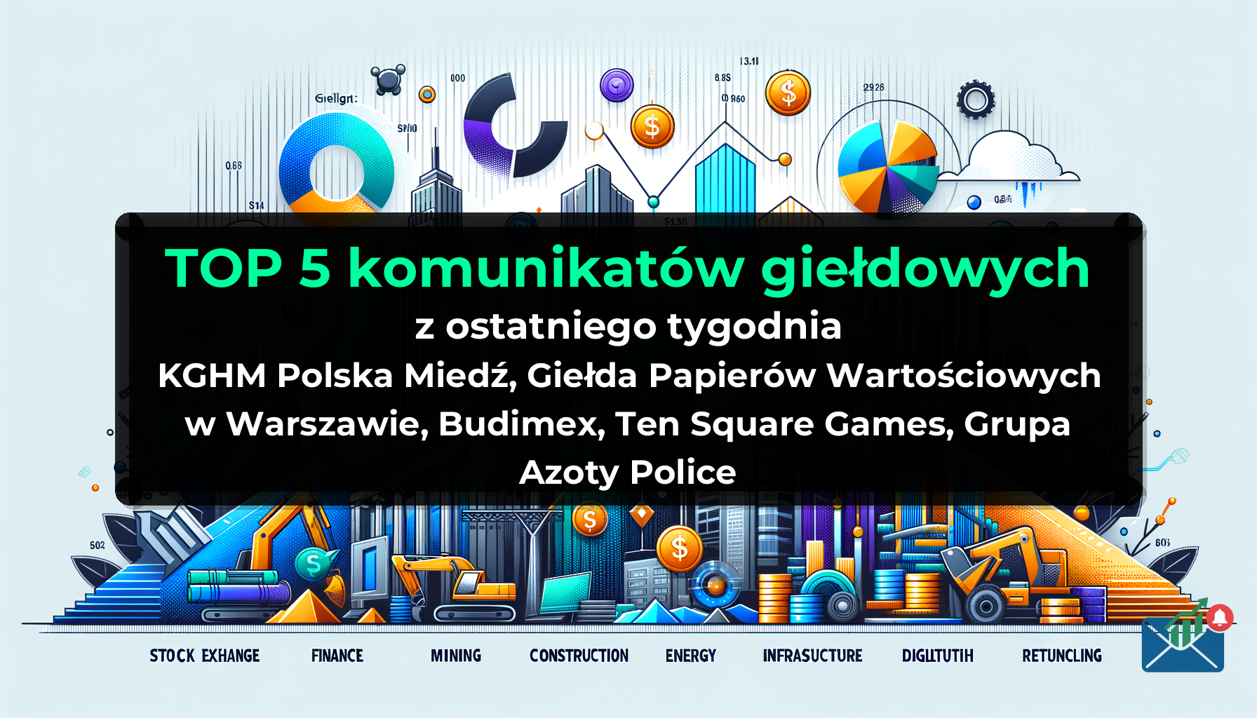 TOP 5 komunikatów giełdowych z ostatniego tygodnia (KGHM Polska Miedź, Giełda Papierów Wartościowych w Warszawie, Budimex, Ten Square Games, Grupa Azoty Police) - Tydzień 12/2026