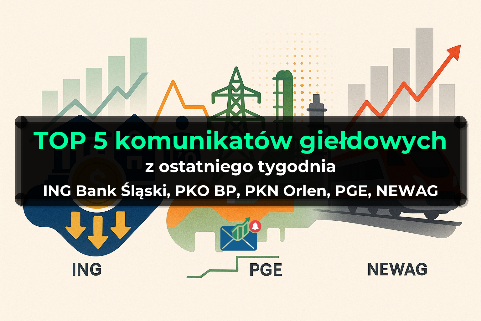 TOP 5 komunikatów giełdowych z ostatniego tygodnia (ING Bank Śląski, PKO BP, PKN Orlen, PGE, NEWAG) - Tydzień 15/2026