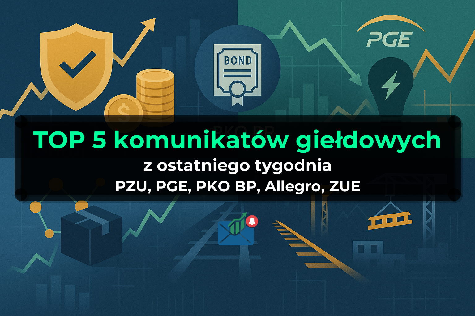 TOP 5 komunikatów giełdowych z ostatniego tygodnia (PZU, PGE, PKO BP, Allegro, ZUE) - Tydzień 24/2026