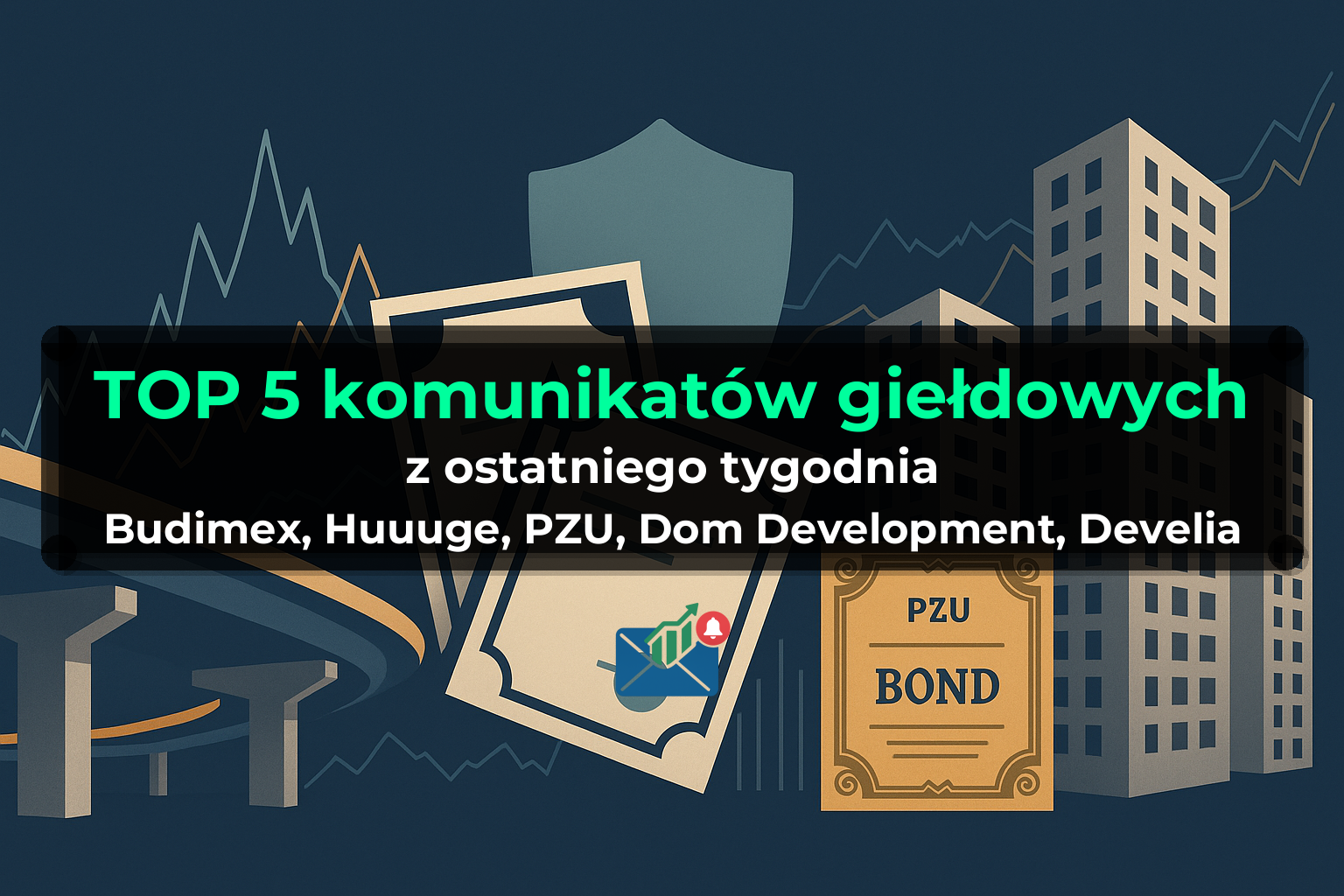 TOP 5 komunikatów giełdowych z ostatniego tygodnia (Budimex, Huuuge, PZU, Dom Development, Develia) - Tydzień 40/2026